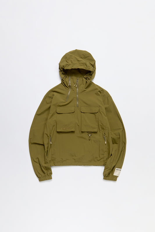 Nylon Cargo Anorak in Olive