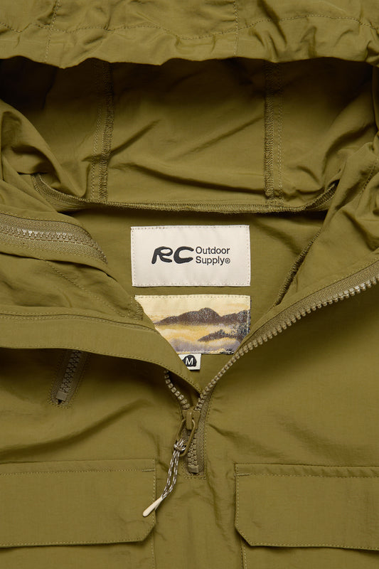Nylon Cargo Anorak in Olive