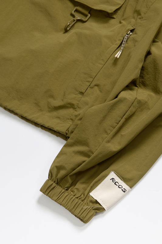 Nylon Cargo Anorak in Olive