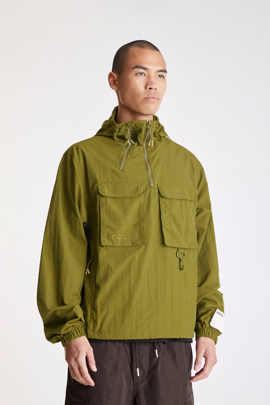 Nylon Cargo Anorak in Olive