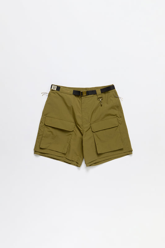Nylon Belted Cargo Short in Olive