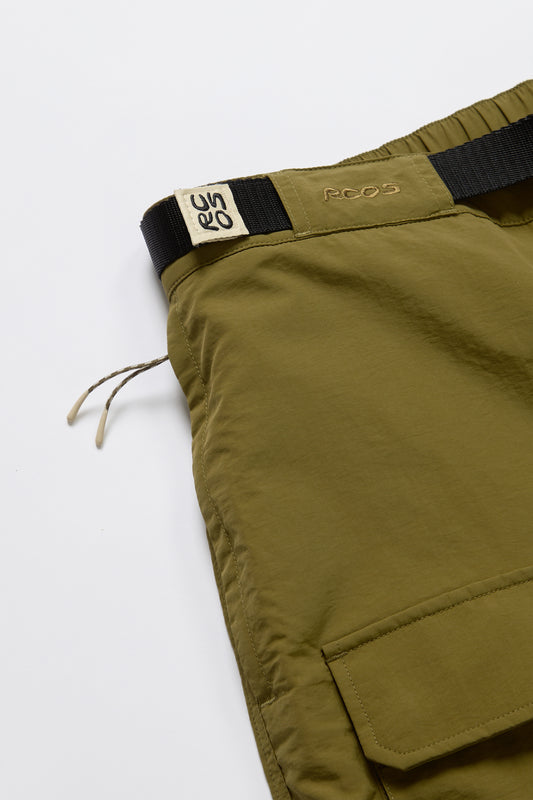 Nylon Belted Cargo Short in Olive