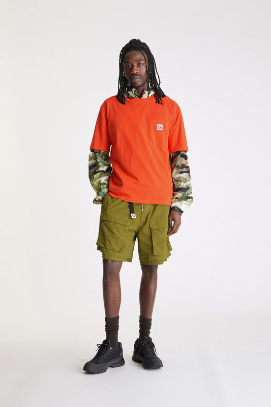 Nylon Belted Cargo Short in Olive