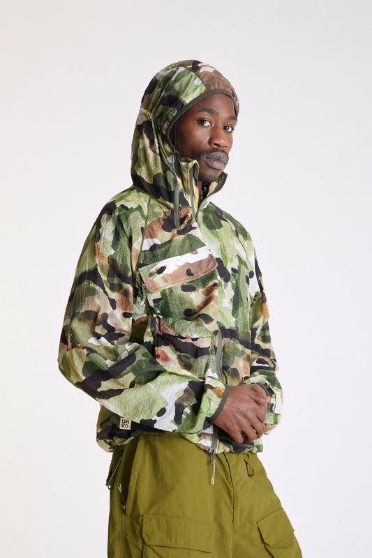 Packable Nylon Ripstop Jacket in Watercolor Camo