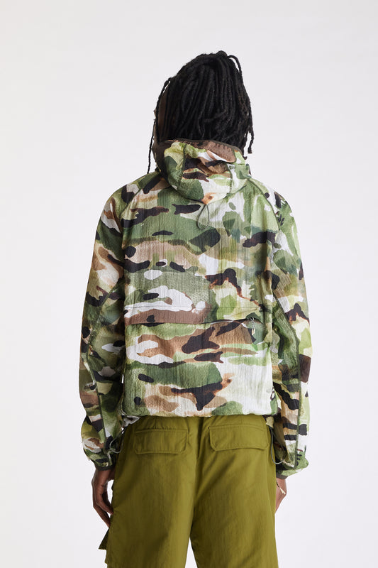 Packable Nylon Ripstop Jacket in Watercolor Camo
