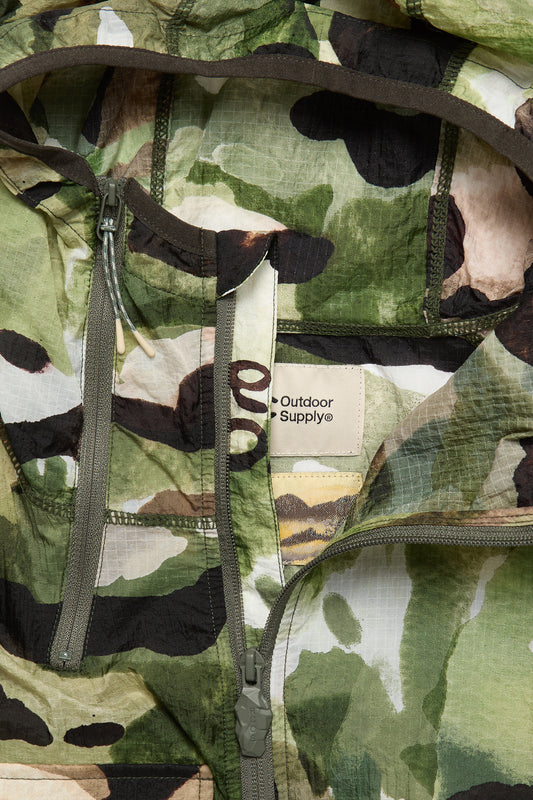 Packable Nylon Ripstop Jacket in Watercolor Camo