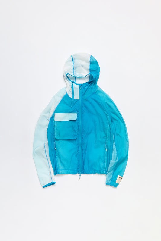 Packable Nylon Ripstop Jacket in Gradient Turquoise