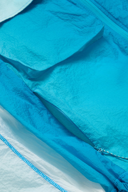 Packable Nylon Ripstop Jacket in Gradient Turquoise