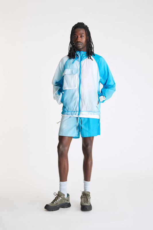 Packable Nylon Ripstop Jacket in Gradient Turquoise