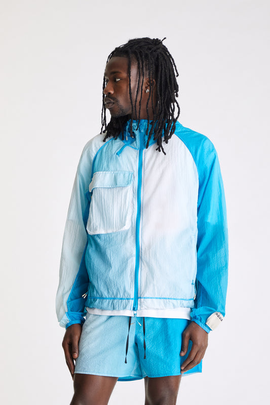 Packable Nylon Ripstop Jacket in Gradient Turquoise