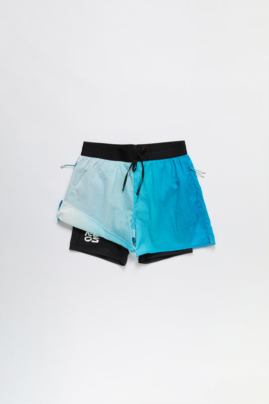 2-In-1 Running Short in Gradient Turquoise