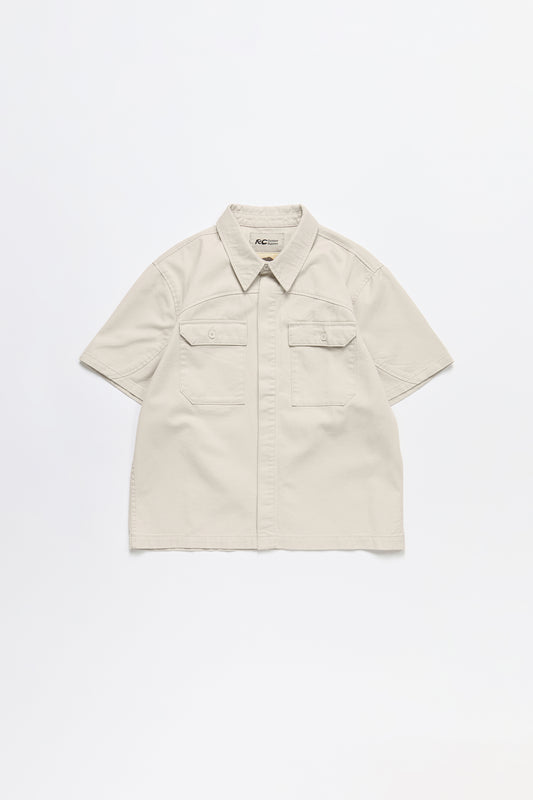 Cotton Short Sleeve Button Down Shirt in Natural