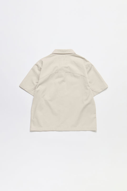 Cotton Short Sleeve Button Down Shirt in Natural