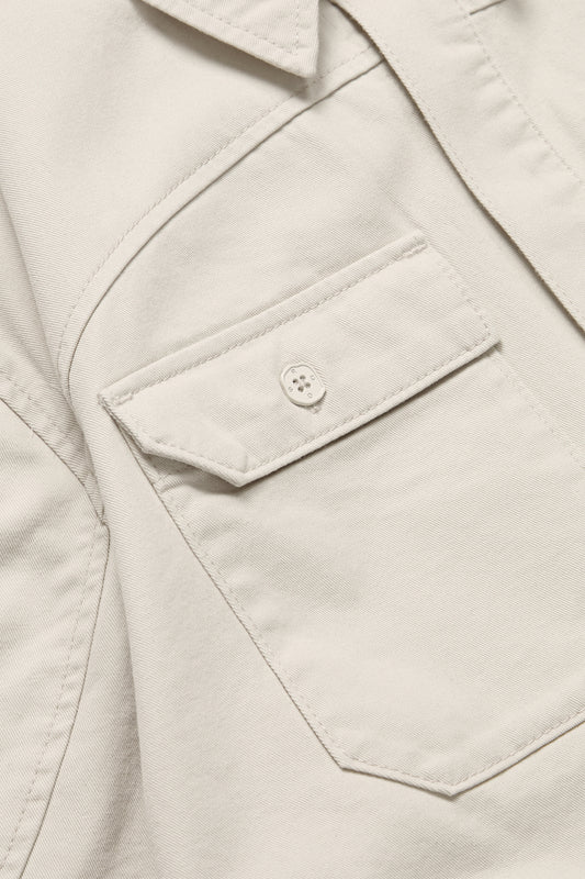 Cotton Short Sleeve Button Down Shirt in Natural