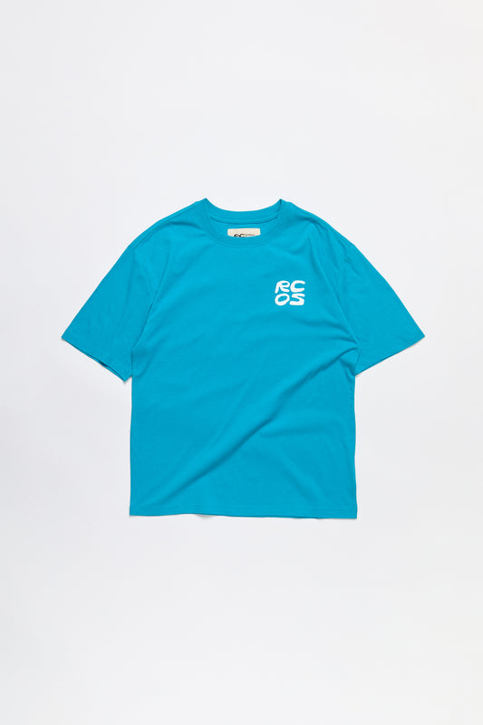 Stack Logo T-Shirt in Turquoise & White