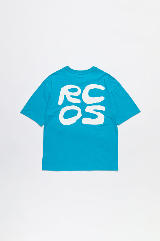 Stack Logo T-Shirt in Turquoise & White