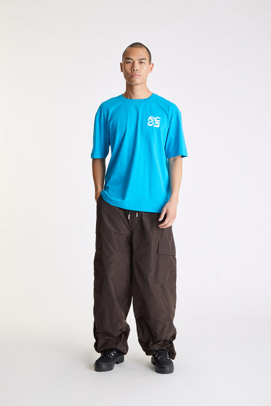 Stack Logo T-Shirt in Turquoise & White
