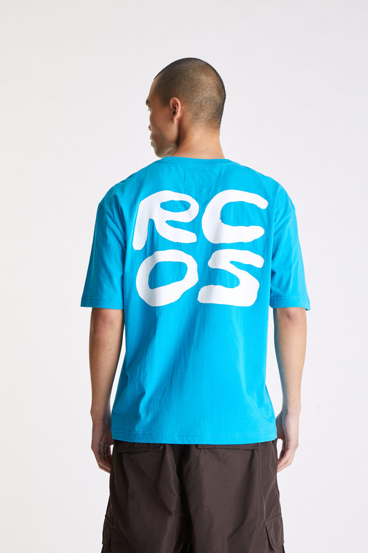Stack Logo T-Shirt in Turquoise & White
