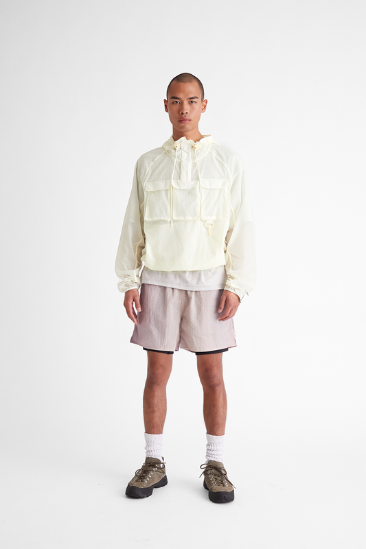 Packable Nylon Anorak in Cream