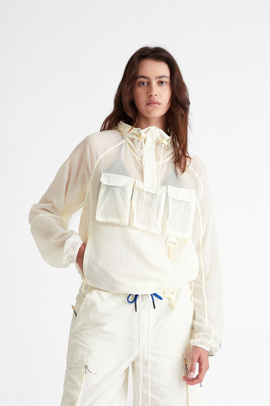 Packable Nylon Anorak in Cream