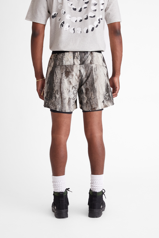 2-In-1 Nylon Running Short in Tree Bark Camo