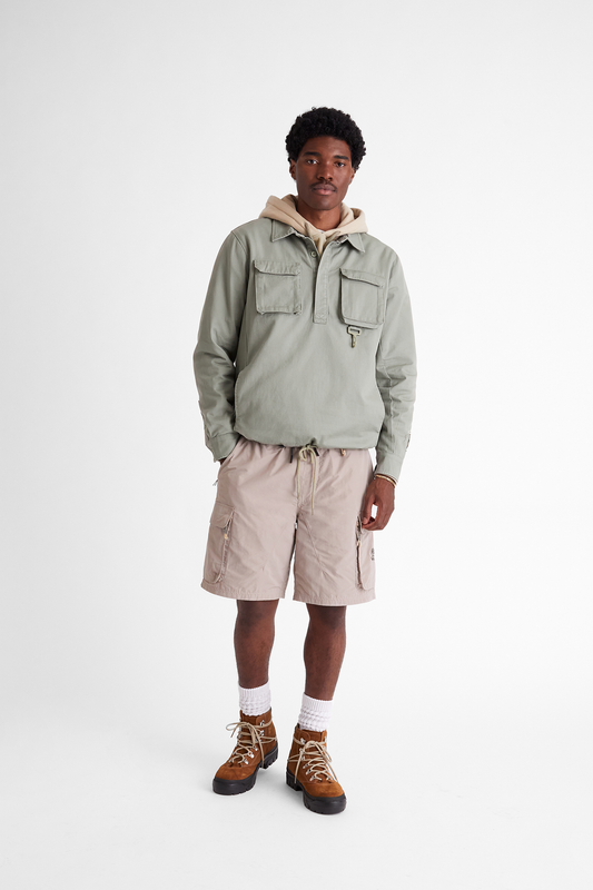 Cotton Cargo Pullover Shirt in Sage Green