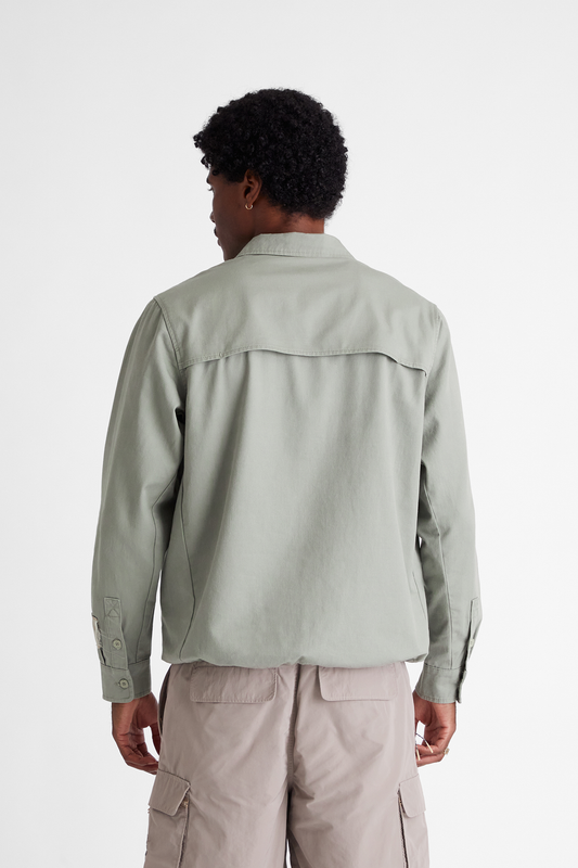 Cotton Cargo Pullover Shirt in Sage Green