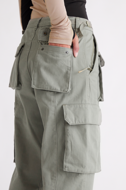 Cotton Cargo Pant in Sage Green