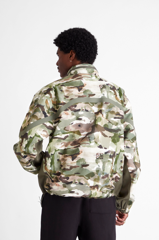 Taped Seam Nylon Shell Jacket in Watercolour Camo