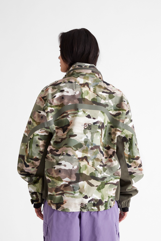 Taped Seam Nylon Shell Jacket in Watercolour Camo