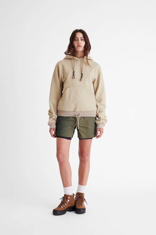 Stack Logo Embroidered Hoodie in Khaki