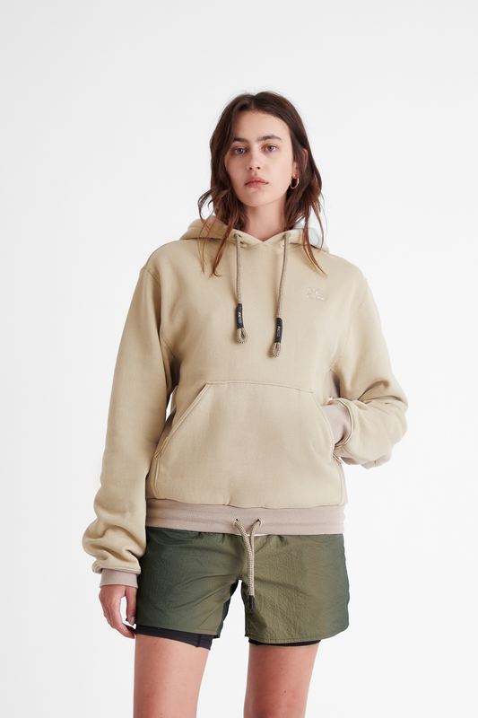 Stack Logo Embroidered Hoodie in Khaki