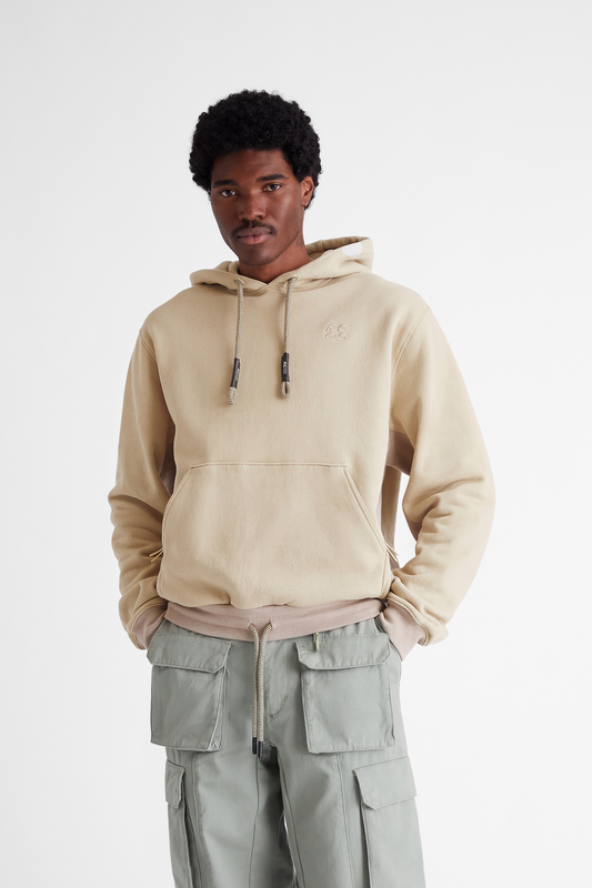 Stack Logo Embroidered Hoodie in Khaki