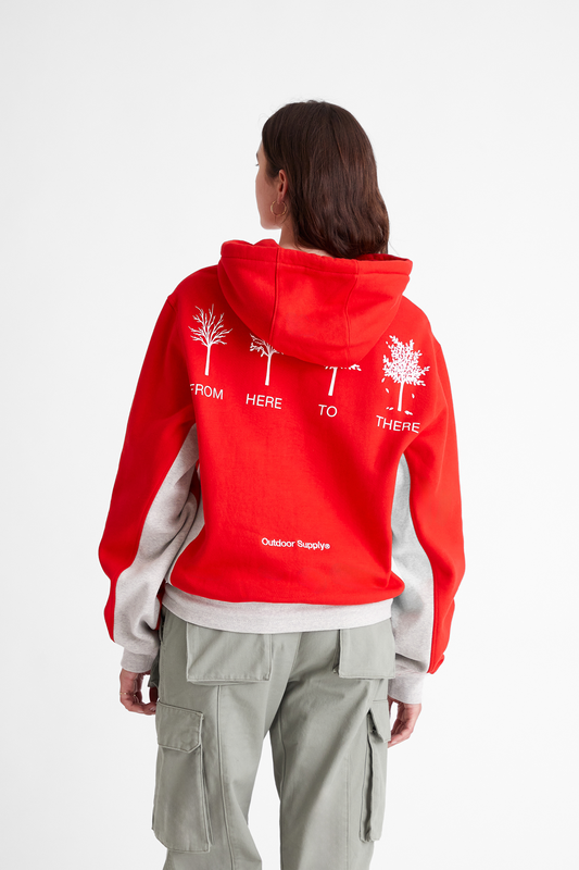 From Here To There Hoodie in Red & Grey