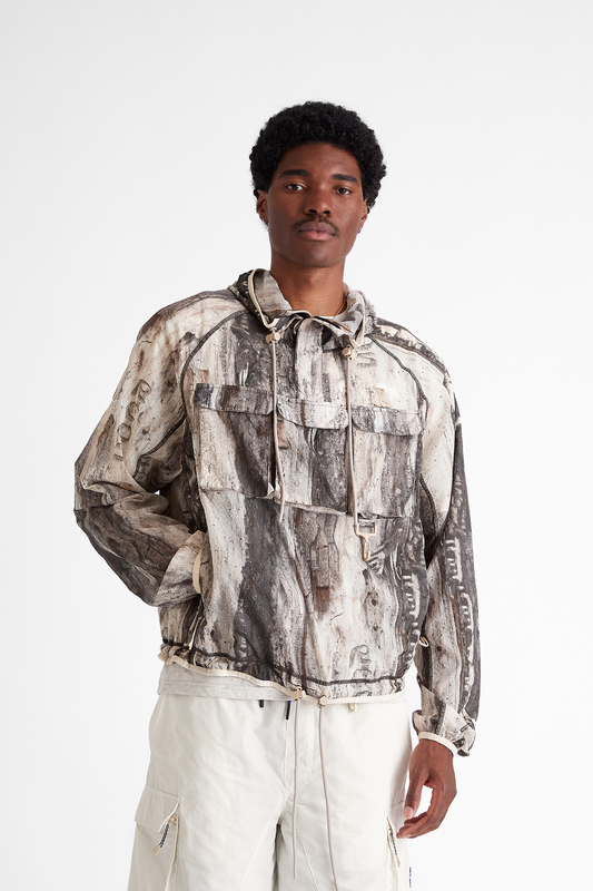 Packable Nylon Anorak in Tree Bark Camo