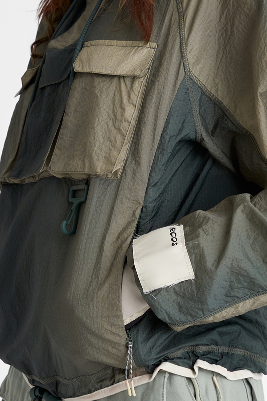 Packable Nylon Anorak in Gradient Green & Brown