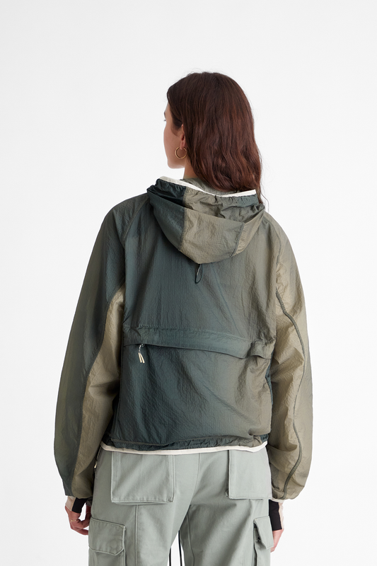 Packable Nylon Anorak in Gradient Green & Brown