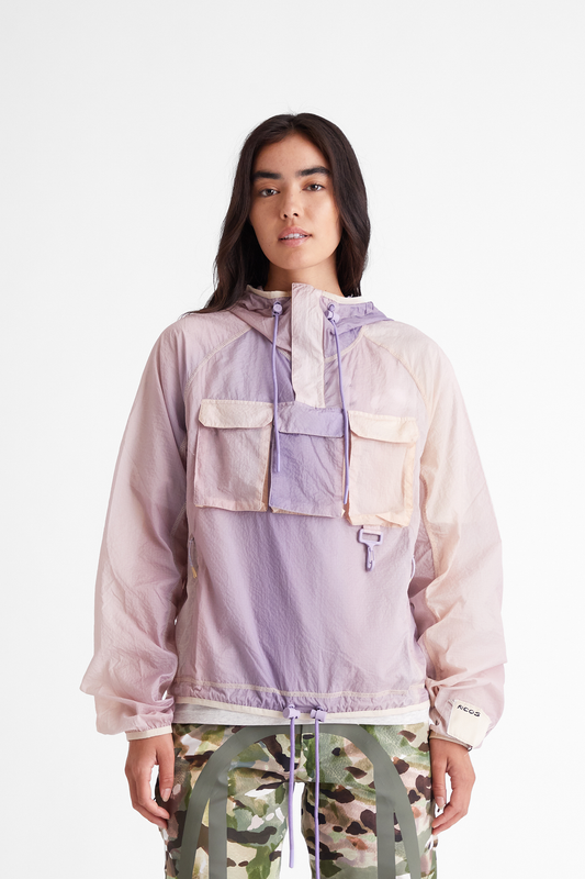 Packable Nylon Anorak in Gradient Lavender & Tan