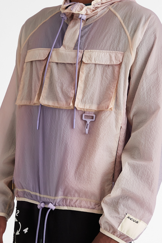 Packable Nylon Anorak in Gradient Lavender & Tan