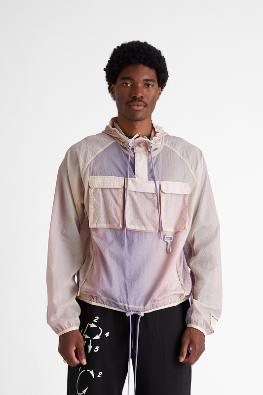 Packable Nylon Anorak in Gradient Lavender & Tan