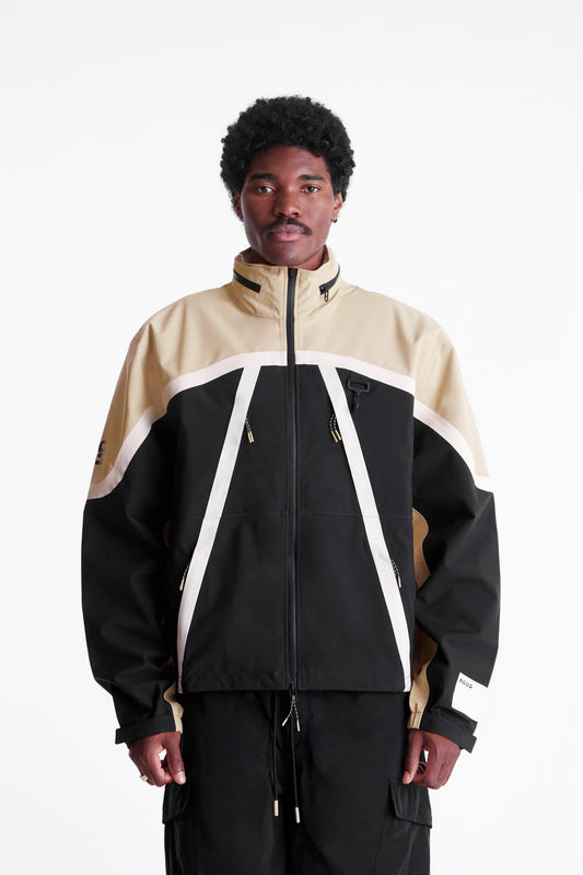 Taped Seam Nylon Shell Jacket in Khaki & Black