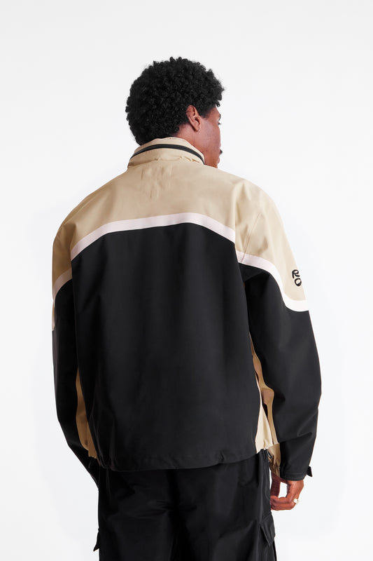 Taped Seam Nylon Shell Jacket in Khaki & Black