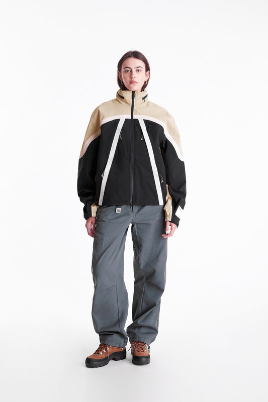 Taped Seam Nylon Shell Jacket in Khaki & Black