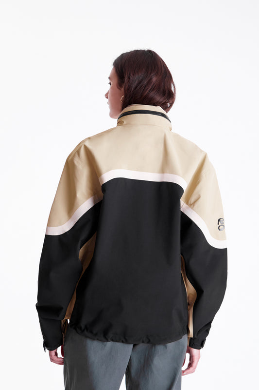 Taped Seam Nylon Shell Jacket in Khaki & Black