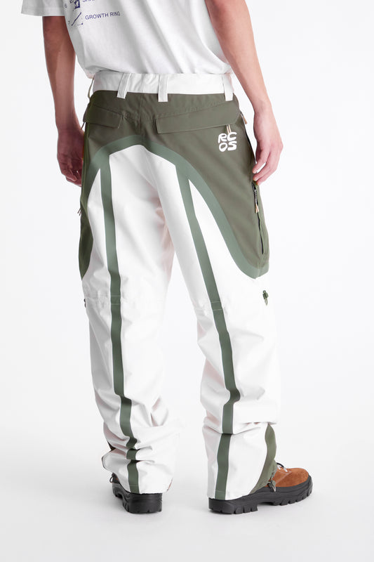 Taped Seam Nylon Shell Pant in Green & White