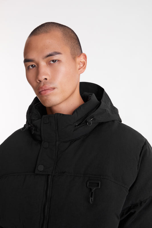 Nylon Puffer Jacket in Black