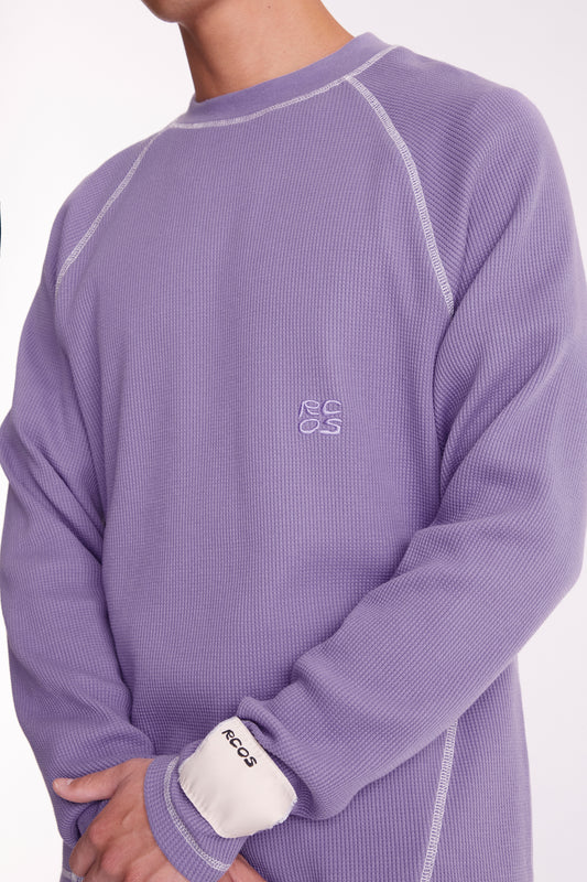 Waffle Knit LS Shirt in Lavender