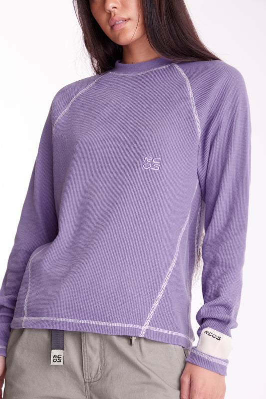 Waffle Knit LS Shirt in Lavender