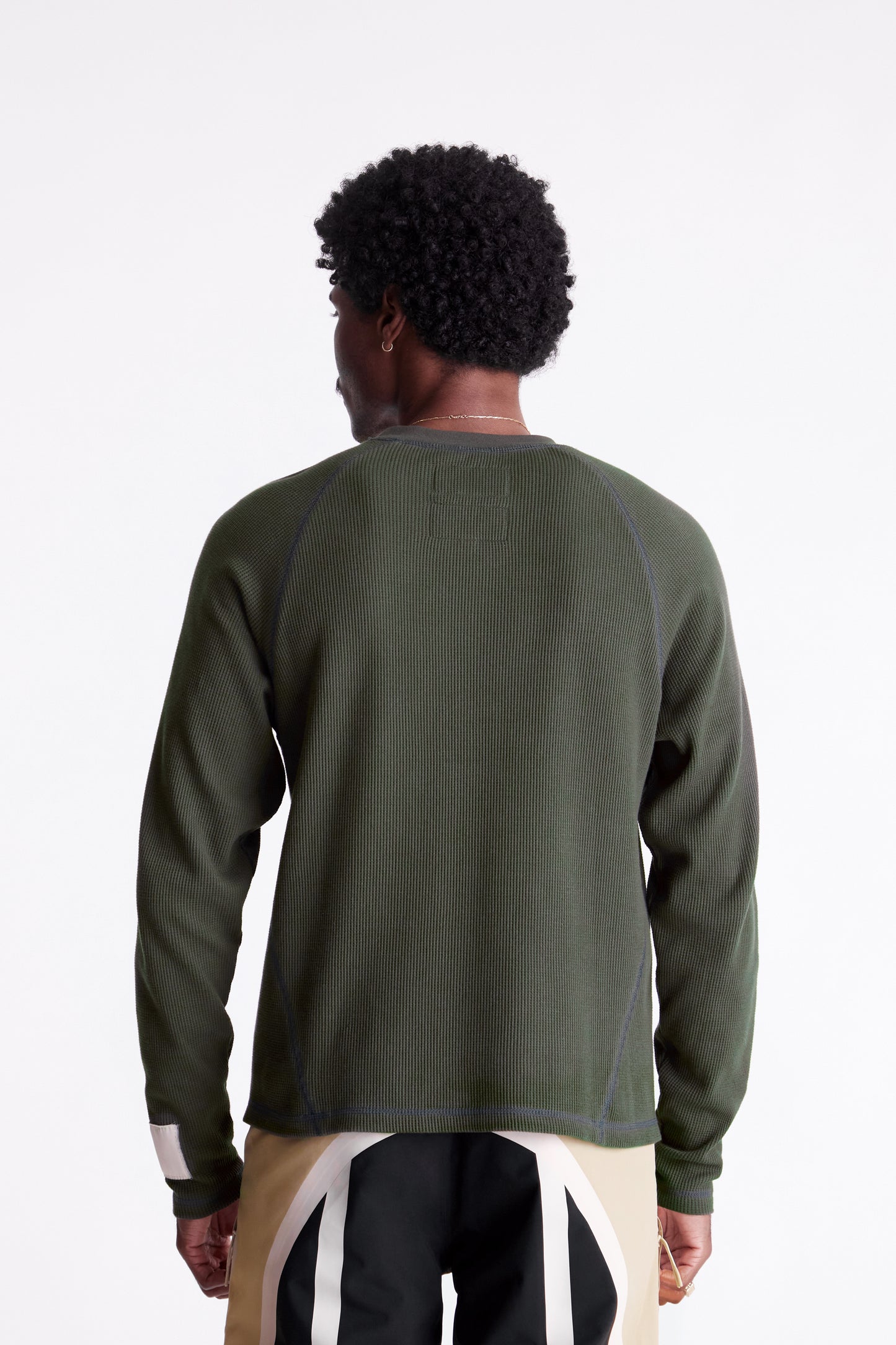 Waffle Knit LS Shirt in Olive