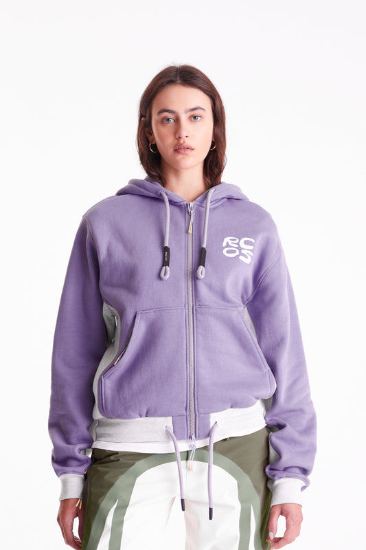 Stack Logo Zip Up Hoodie in Lavender